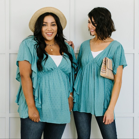 Fly Away Home Blouse in Dusty Teal - Picture 3 of 10
